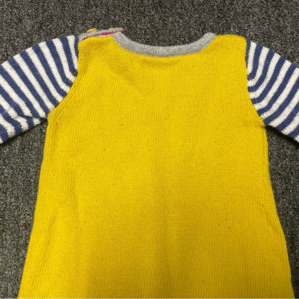 Baby Boden Striped Long Sleeve Cat in Pocket Yellow Sweater Dress Sz 6-12 Months - Picture 7 of 8
